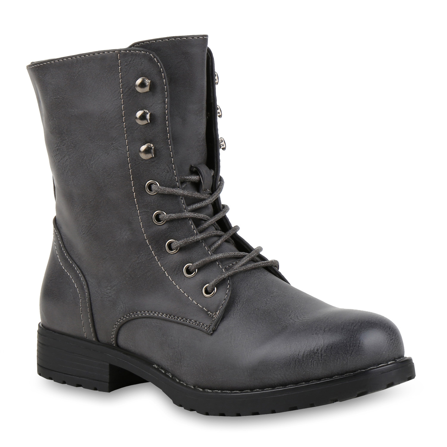 895908 Damen Schnürstiefeletten Profilsohle Stiefeletten Stiefel Mode